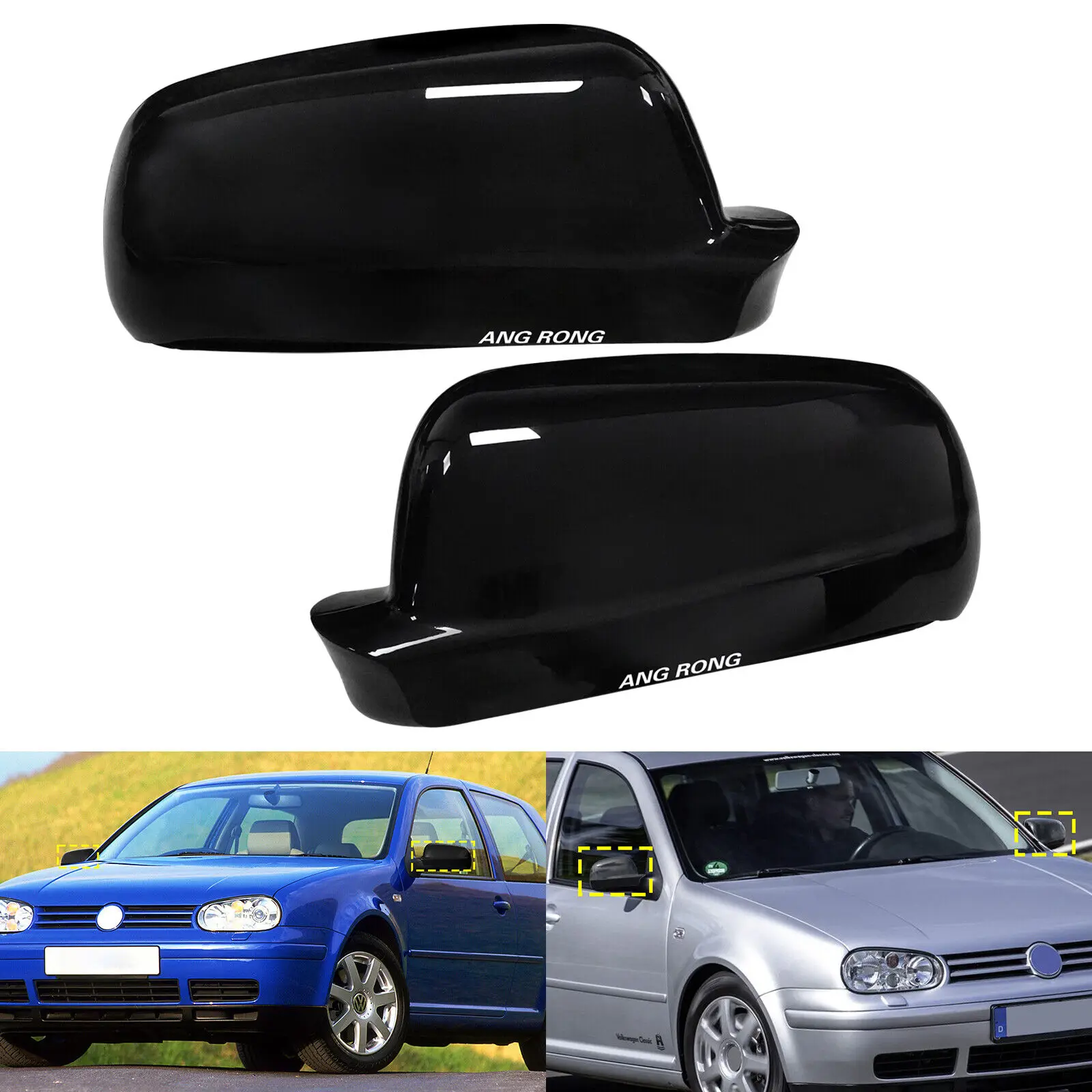 

For 97-04 VW Golf MK4 Estate Hatch Gloss Black Wing Mirror Cover Caps Casing L+R
