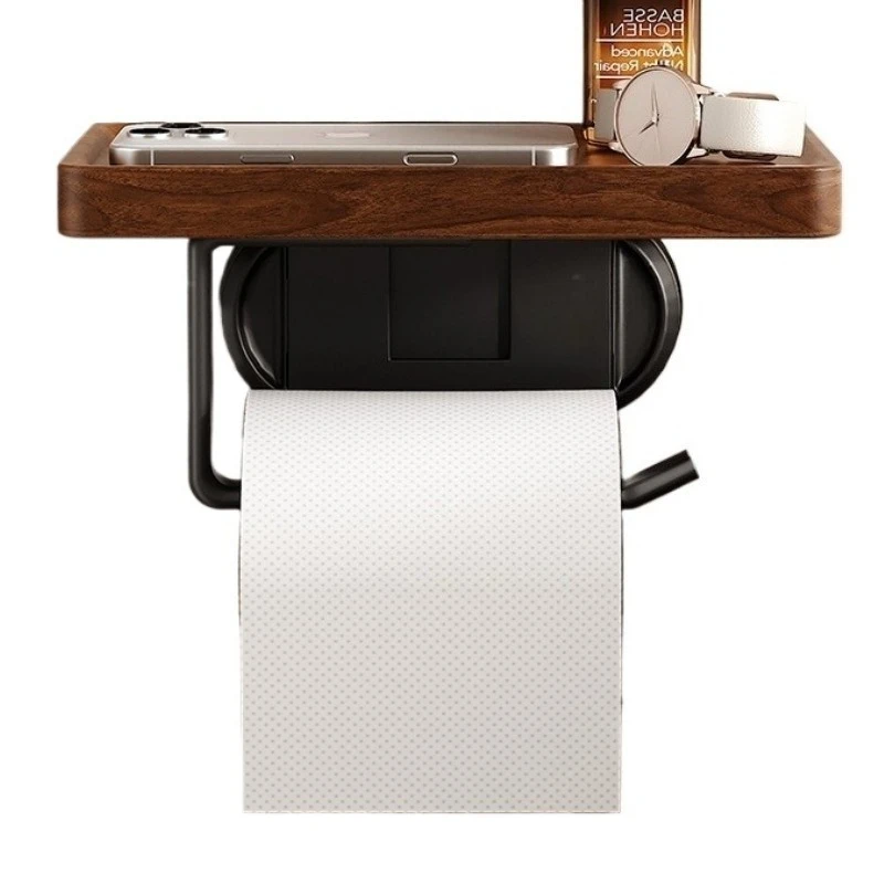 

Walnut Suction Cup Toilet Tissue Box No Punching Bathroom Toilet Toilet Tissue Holder