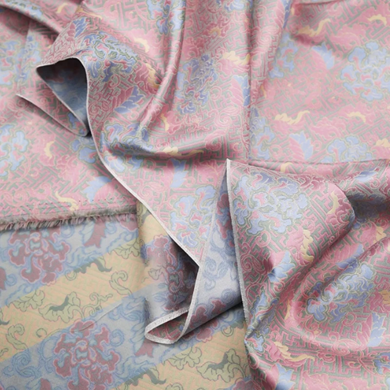 

Luxury High-density Jacquard Silk Satin Brocade Fabric Retro Chinese Style Embroidery Fabric Diy Cheongsam Hanfu Dress Apparel