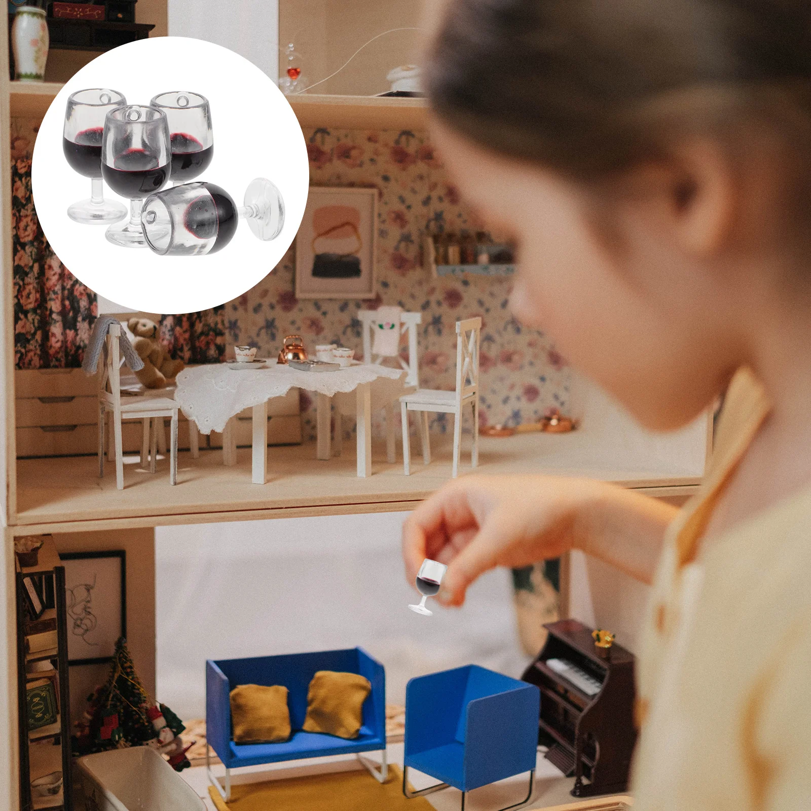 

12 Pcs Dollhouse Glass Tiny Homes Miniatures Glasses Goblet Cup Cocktail Resin Accessories
