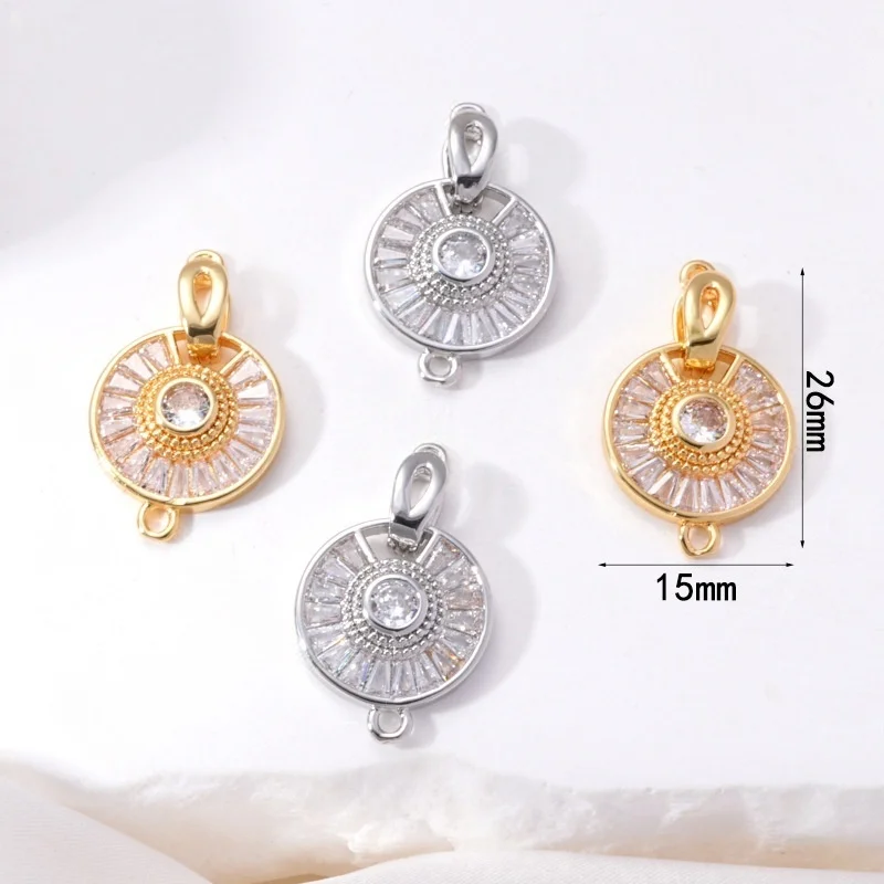 1 Copper Inlaid T Square Zirconium Large Disc Pearl Necklace Connecting Buckle Accessorie DIY Jewelry Making Materials Wholesale