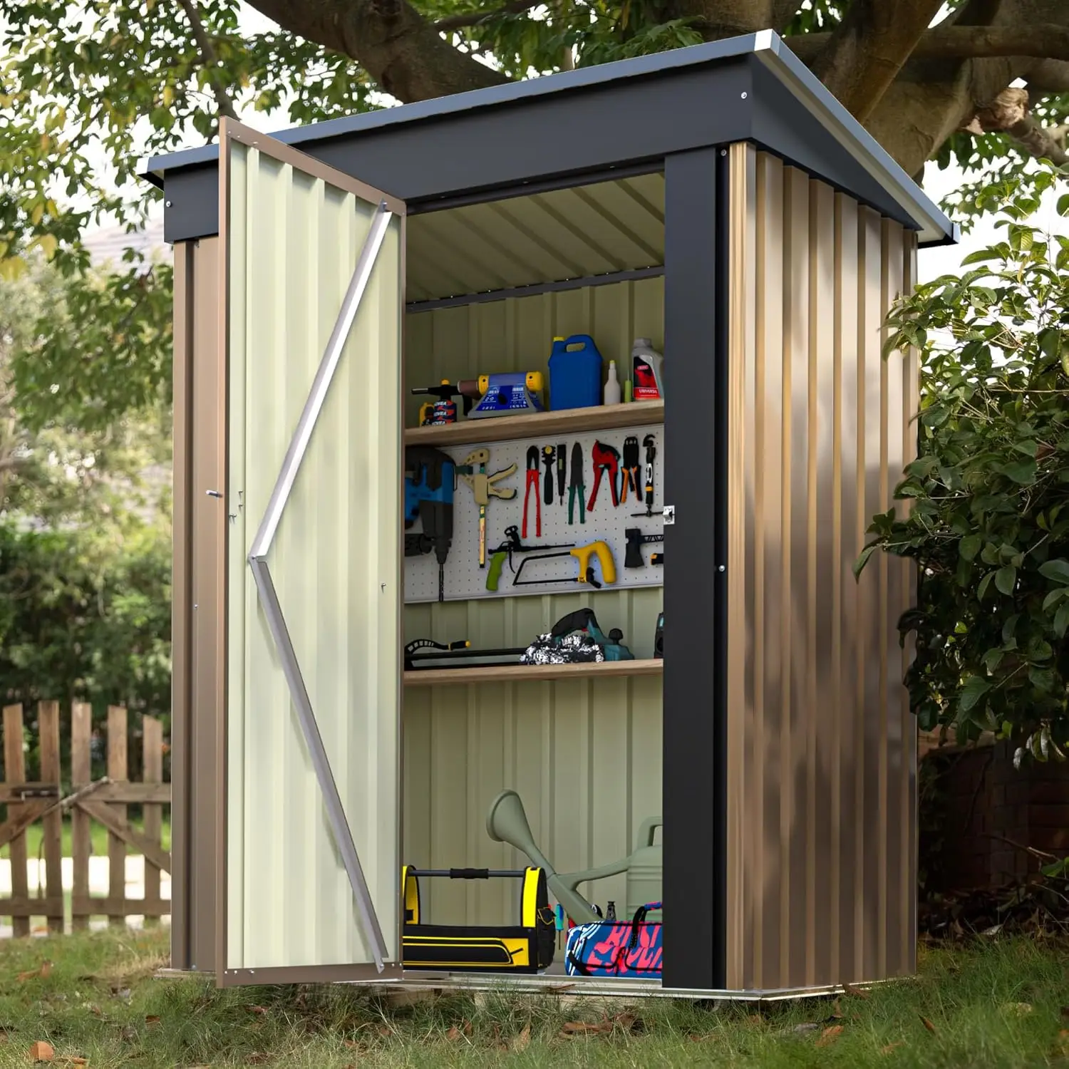 Outdoor Storage Shed 5 x 3 FT Lockable Metal Garden Shed Steel Anti-Corrosion Storage House with Single Lockable, Customized