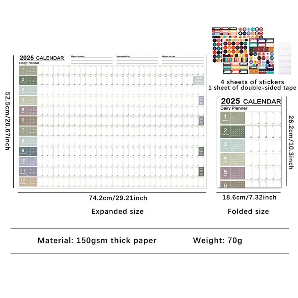 Agenda Schedule 2025 Wall Calendar Planner Organizing Planning To Do List 2025 Wall Hanging Calendar 365 Days Memo Pad