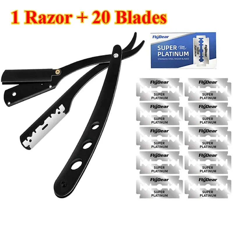 Barber All-Steel Razor Stainless Steel Hairdressing Knife Holder Manual Razor Hairdressing Shaving Face Trimming Knife Holder