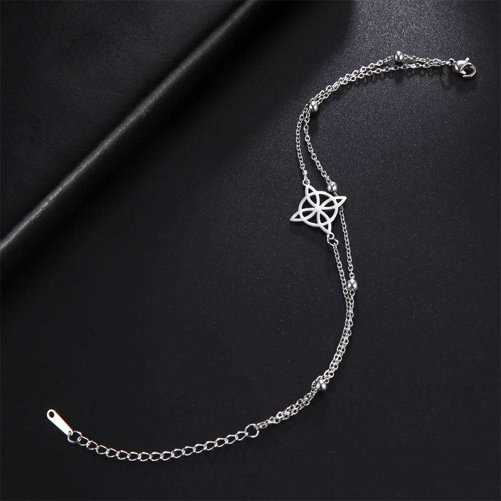 Frauen Bohemian Layered Keltische Knoten Fußkettchen Sommer Strand Perle Kette Auf Fuß Hexe Knoten Knöchel Armbänder Für Frauen Bein Kette Schmuck – Detail 4