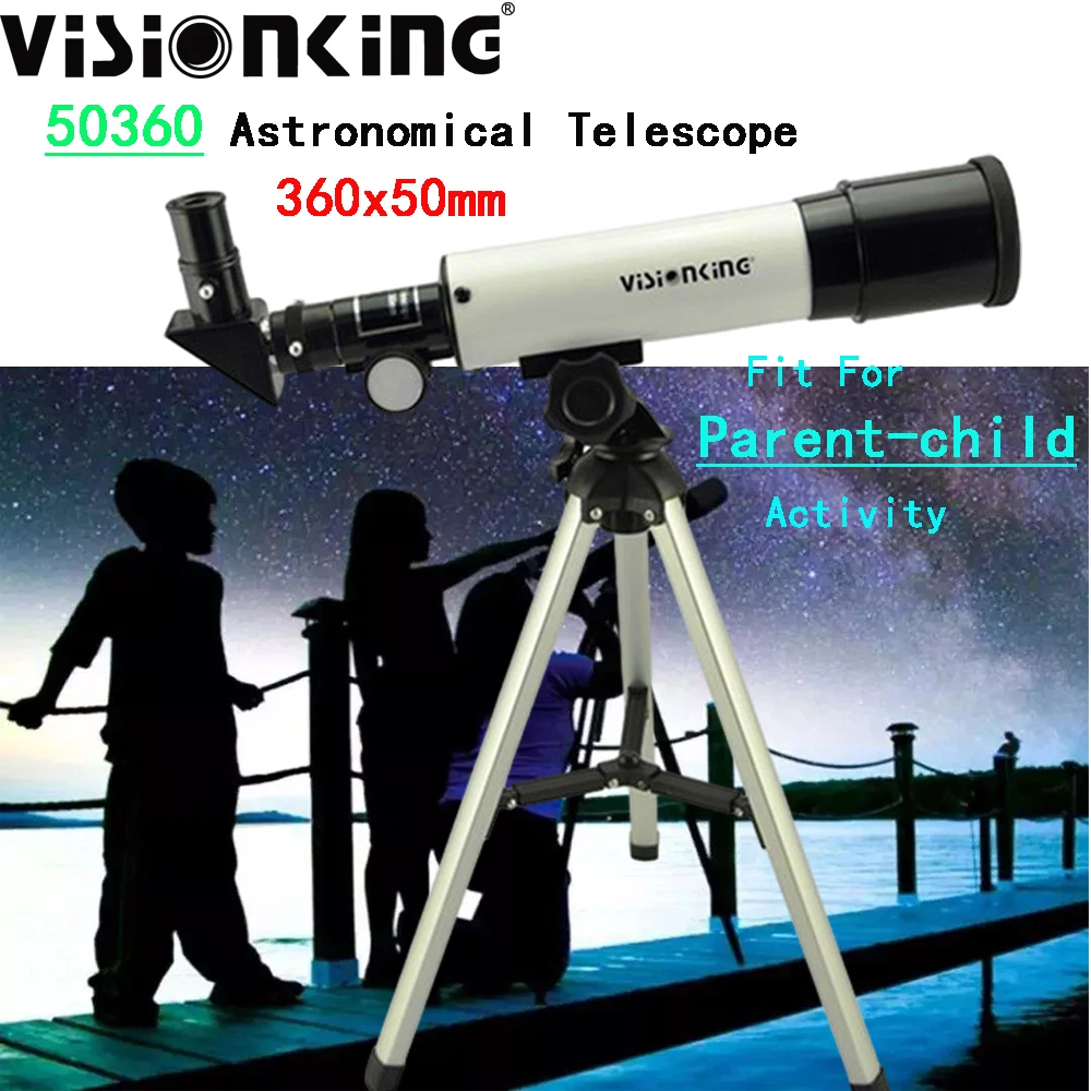 Telescopio astronómico de refracción Visionking Professional 50360 90x para ver la luna, estrellas, observación de aves, Monocular para niños principiantes