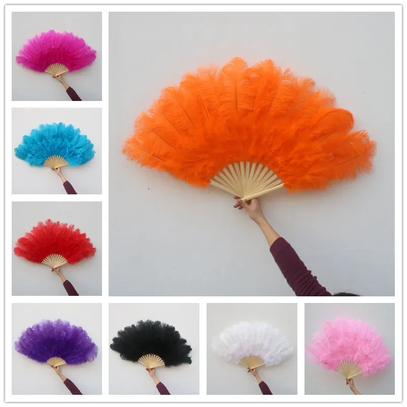 10pcs/lot Ostrich and Marabou Feather Fan Burlesque Showgirl & Boudoir Decorative Feather Fan Dance Party Wedding Props