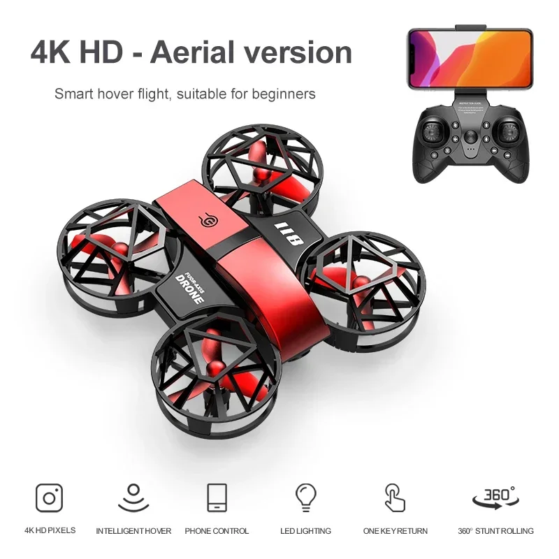 JC811 Mini Quadcopter 4k 360 Degree Rotation Headless Mode Video Shooting Stunt Hexacopter Drone for Kids Beginner with Camera