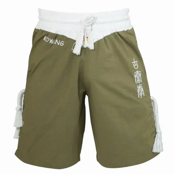 Green Muay Thai Shorts Cotton Embroidery Pants Men Fight