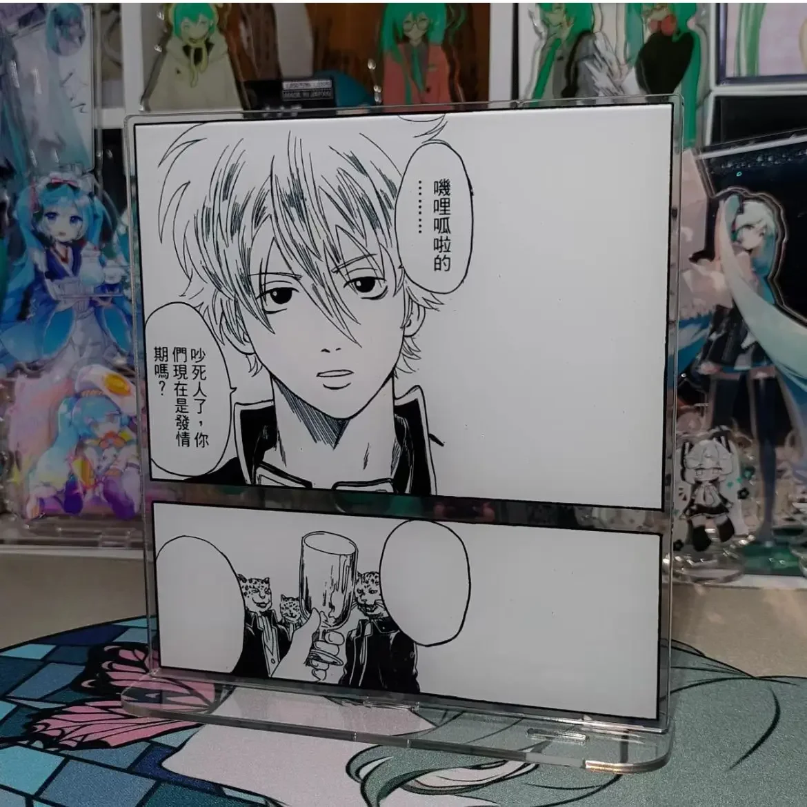 GINTAMA Black White Acrylic Stand Sakata Gintoki Figure Display Anime Goods Collection Cute Accesorios Desk Decoration Ornament