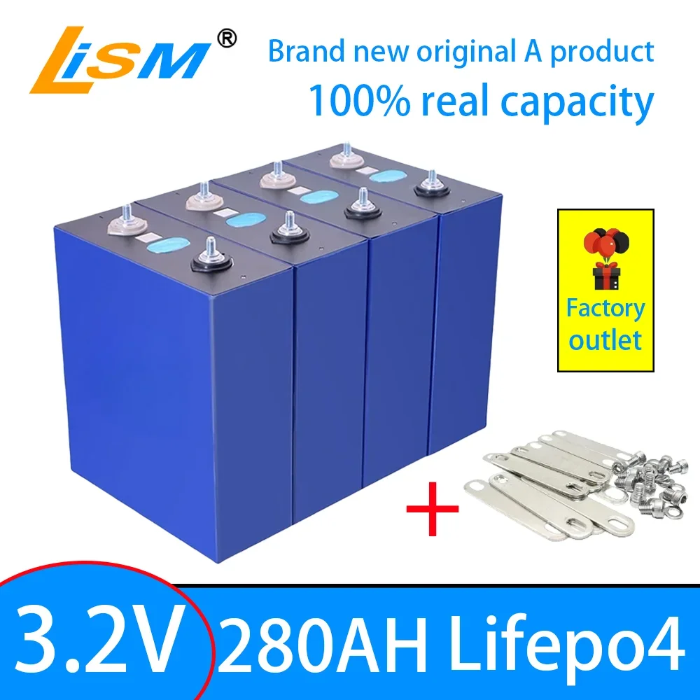 3.2V 280AH Lifepo4 Rechargable Battery Pack Grade A Lithium Iron Phosphate Prismatic Solar EU US TAXFREE factory outlet