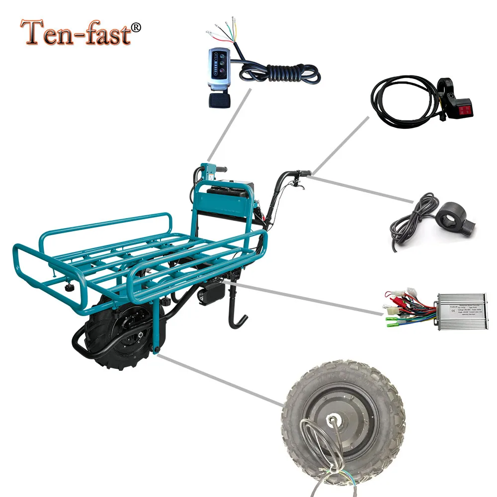 Power Wheelbarrow Hub Motor Conversion Kits 13inch BLDC Wheel Motor Controller Brake Throttle Electric Barrow Accessories