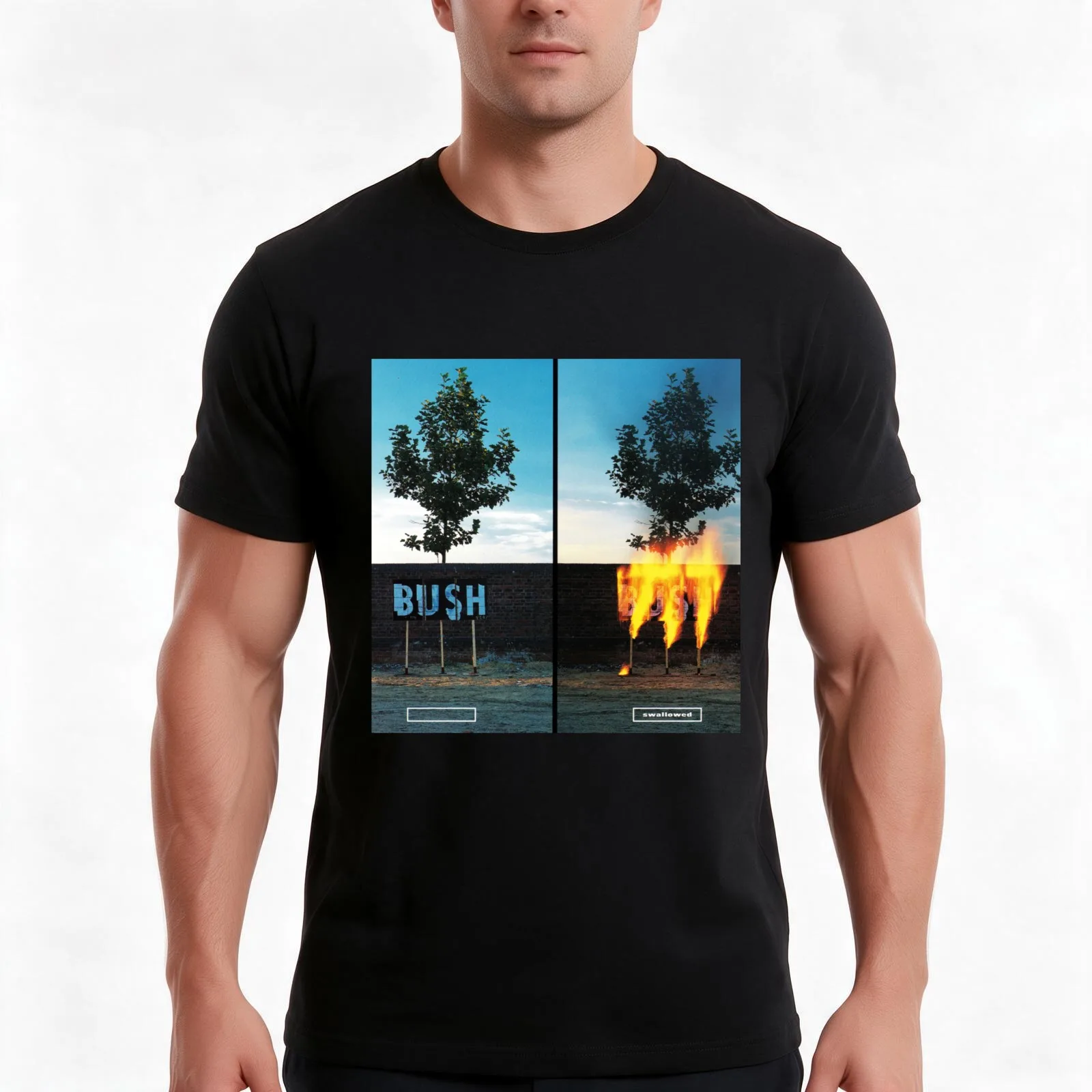 Swallowed T-Shirt, Summer Casual Cotton Tee, Oversized Streetwear Tops, Vintage Graphic Print, Loose Fit Short Sleeve