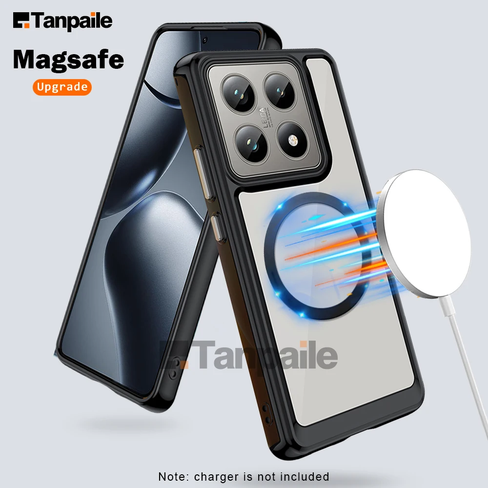 Tanpaile- Wireless Charge Magsafe Case For Xiaomi 14T Pro Case Shockproof Minimalist Slim Thin Phone Cover Bumper Funda