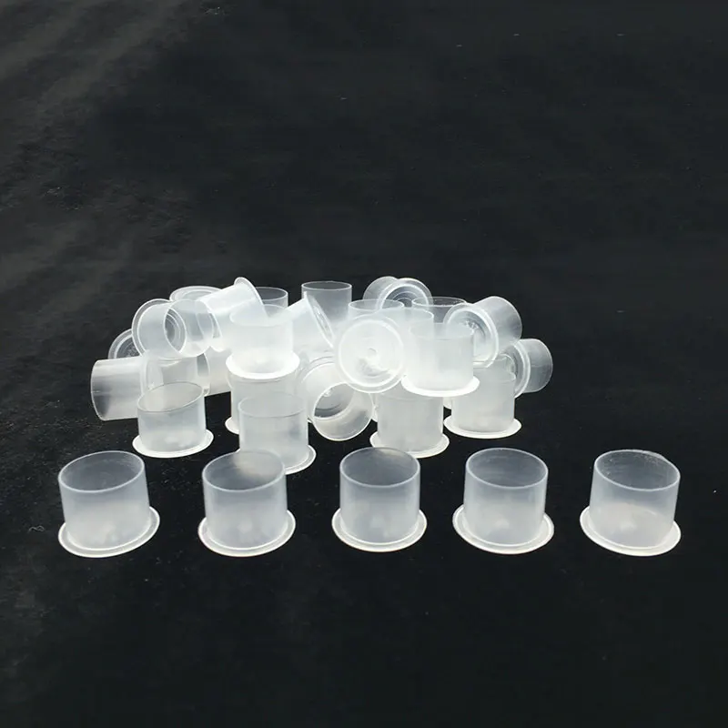 100pcs Plastic Disposable Tattoo Ink Cups With Base Pigment Clear Holder Container Cap Tattoo Accessory Permanent Makeup