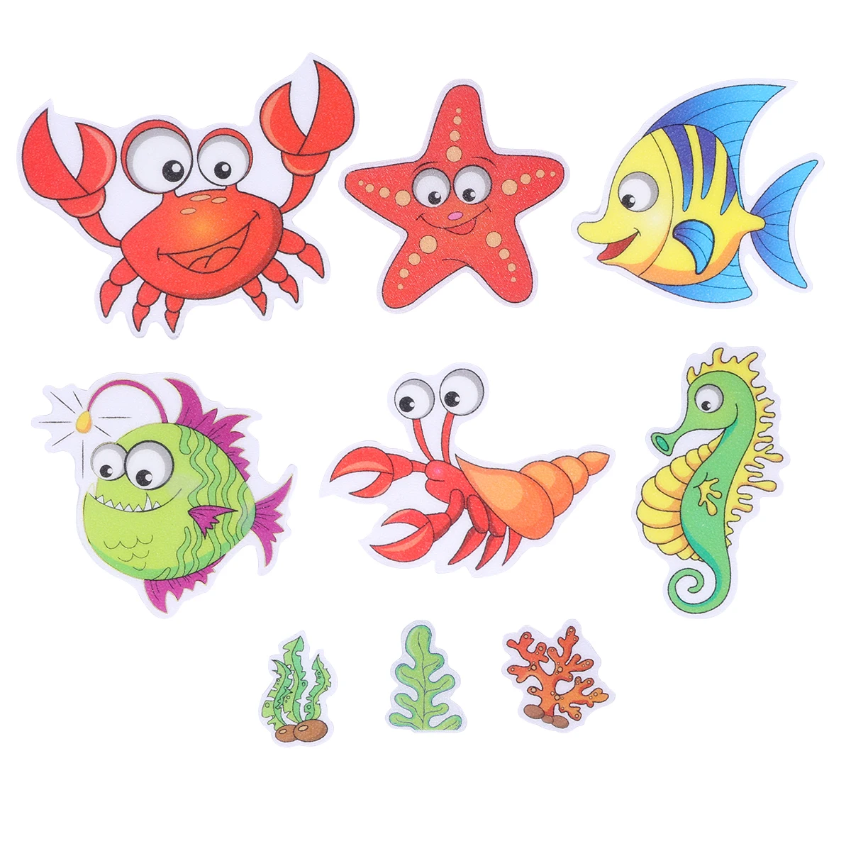 9Pcs Bathroom Anti-slip Stickers Waterproof PU Rubber Shrimp Crab Patterns Cartoon Household Room Bathtub Tape Sand Stickers A30