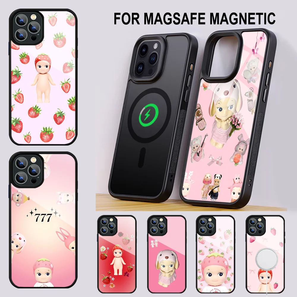 

Cute S-Sonny Angel Phone Case For IPhone 16 15 14 13 Pro Max 11 12 Mini Alex Mirror For Magsafe Wireless Charging Cover