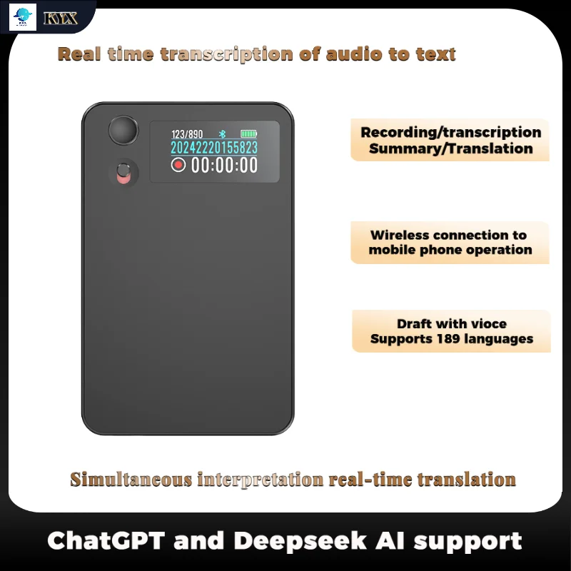 

Translator AI Powerd ChatGPT-4 App Phone Call Mini Audio Voice Recorder Smart Transcriptionrt Recording Supported 189 Languages
