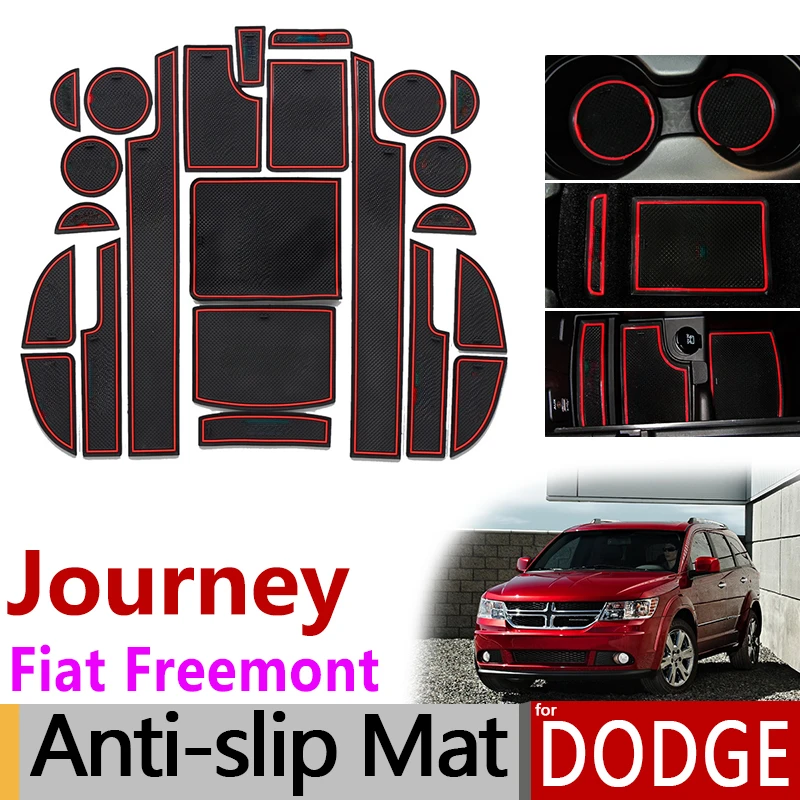 Anti-Slip Gate Slot Mat Rubber Coaster for Dodge Journey JC Fiat Freemont 2009 - 2016 SRT R/T Accessories Stickers 2011 2015