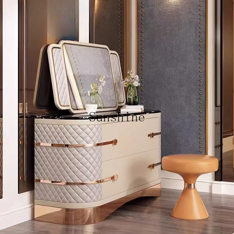 

Italian bedroom with pumping marble dresser combination can be customized furniture