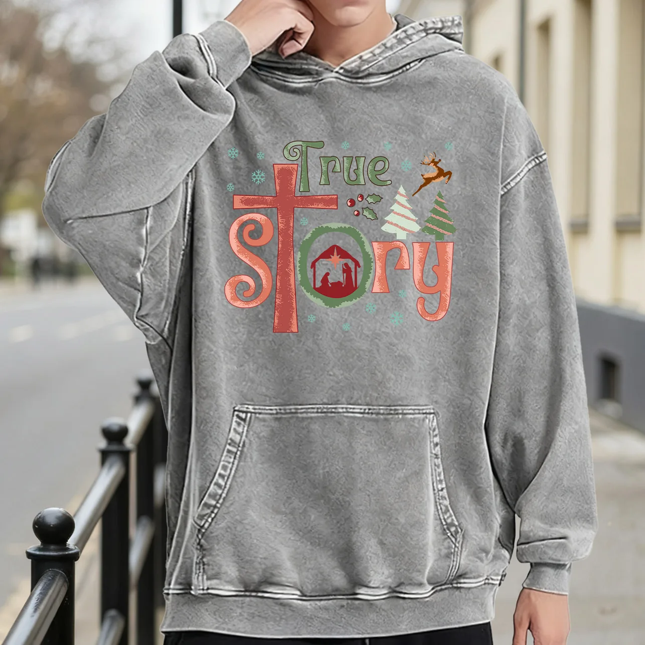 

Мужская винтажная толстовка с рисунком True Story, потертый пуловер в стиле ретро, повседневная уличная толстовка