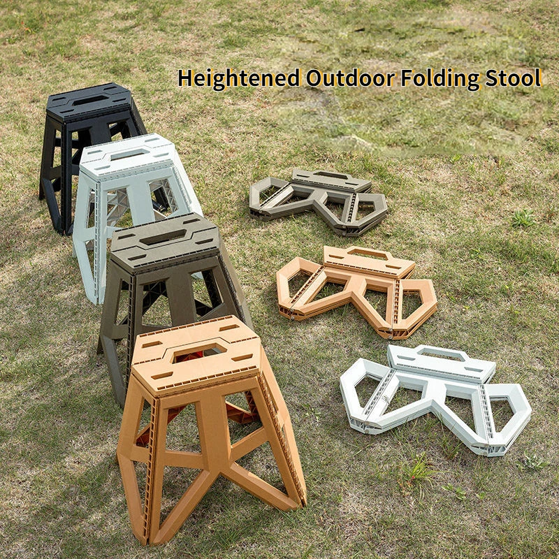 Large Japanese-style Outdoor Folding Stool, Camping Fishing Chair, High Load-Bearing, Reinforced PP Plastic Triangle Stool