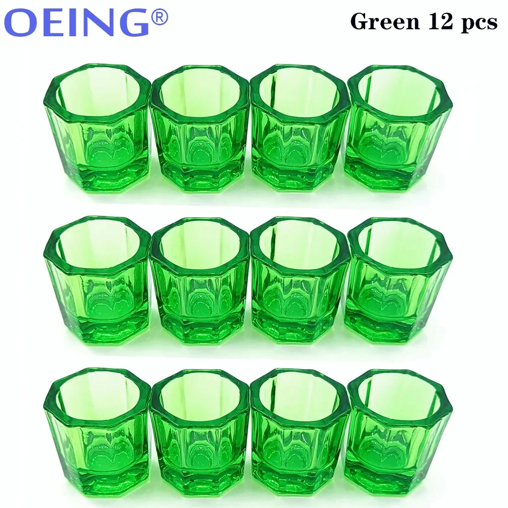 12Pcs/Pack Dental Mixing Bowls Glass Dappen Dishes Tiny Mixing Bowl Octagonal Mixing Cups Glassware Household Dentist Container