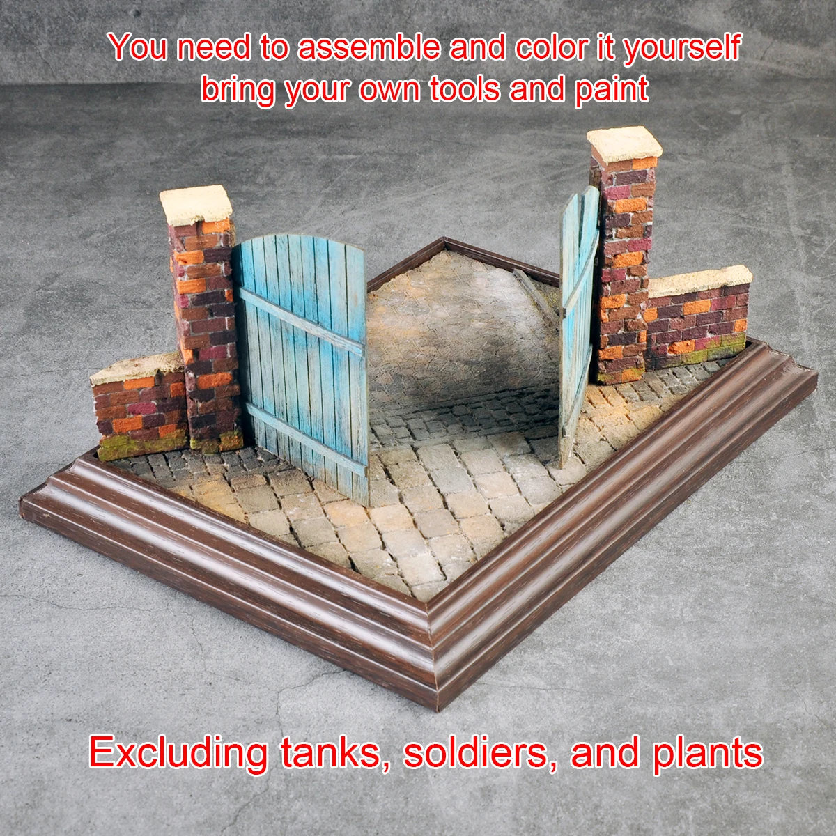 Architekturmodell-Bausatz Holztüren Diorama Maßstabsmodell-Kit Panzer Holz-Displaybasis Auto-Ausstellungsständer 1/35 – Detail 1