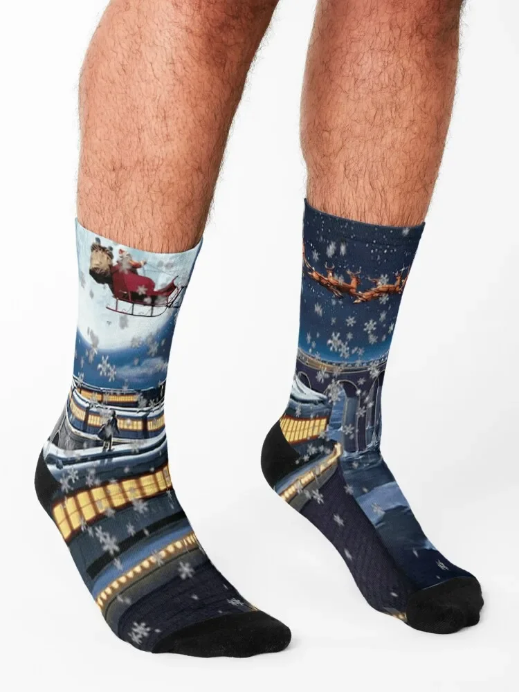 جوارب POLAR EXPRESS JOURNEY جوارب ضغط رياضية لعيد الميلاد جوارب الرجبي للرجال والنساء