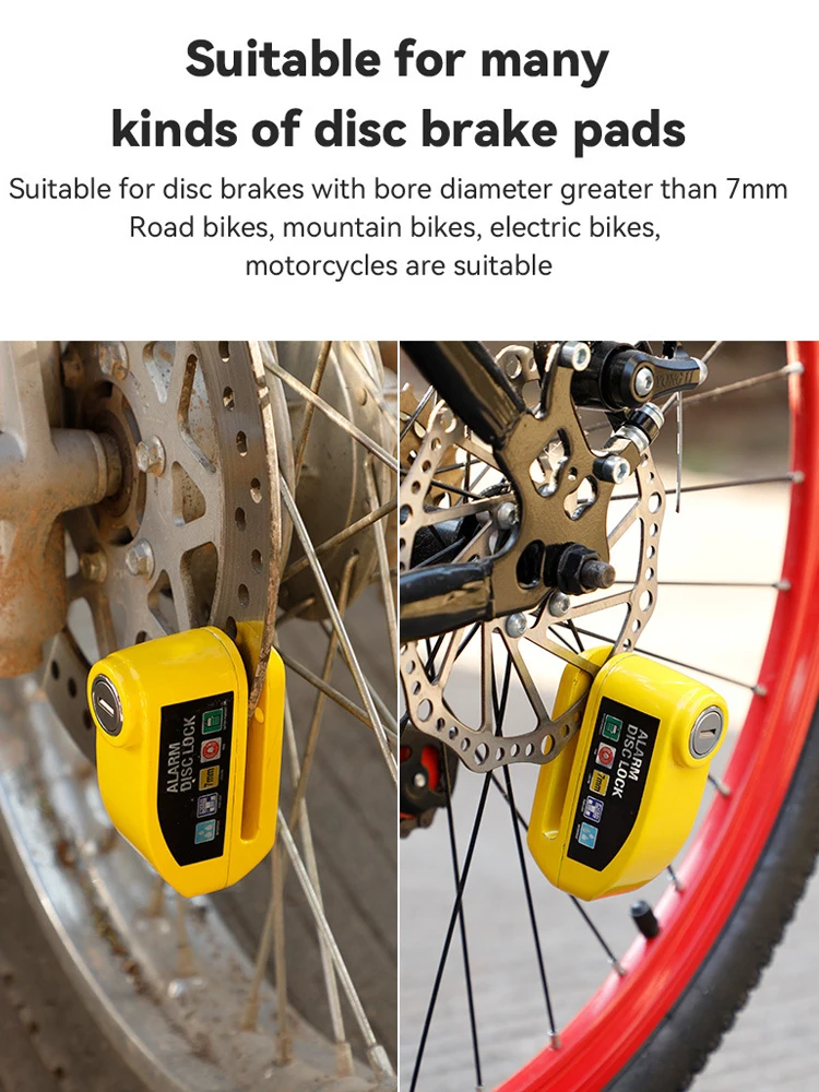 AliExpress Motorcycle Alarm Lock Wheel Disc Brake Motorbike Scooter Bicycle Waterproof Anti-theft Aluminum Alloy Security Brakel