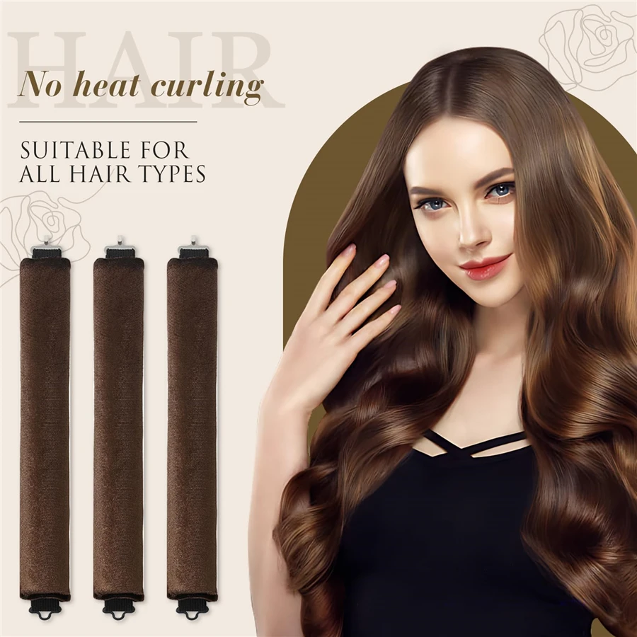 3PCS Heatless Hair Curlers, Foam Curling Rollers, No-Heat Hair Styling Tools for Soft, Natural-Looking Curls