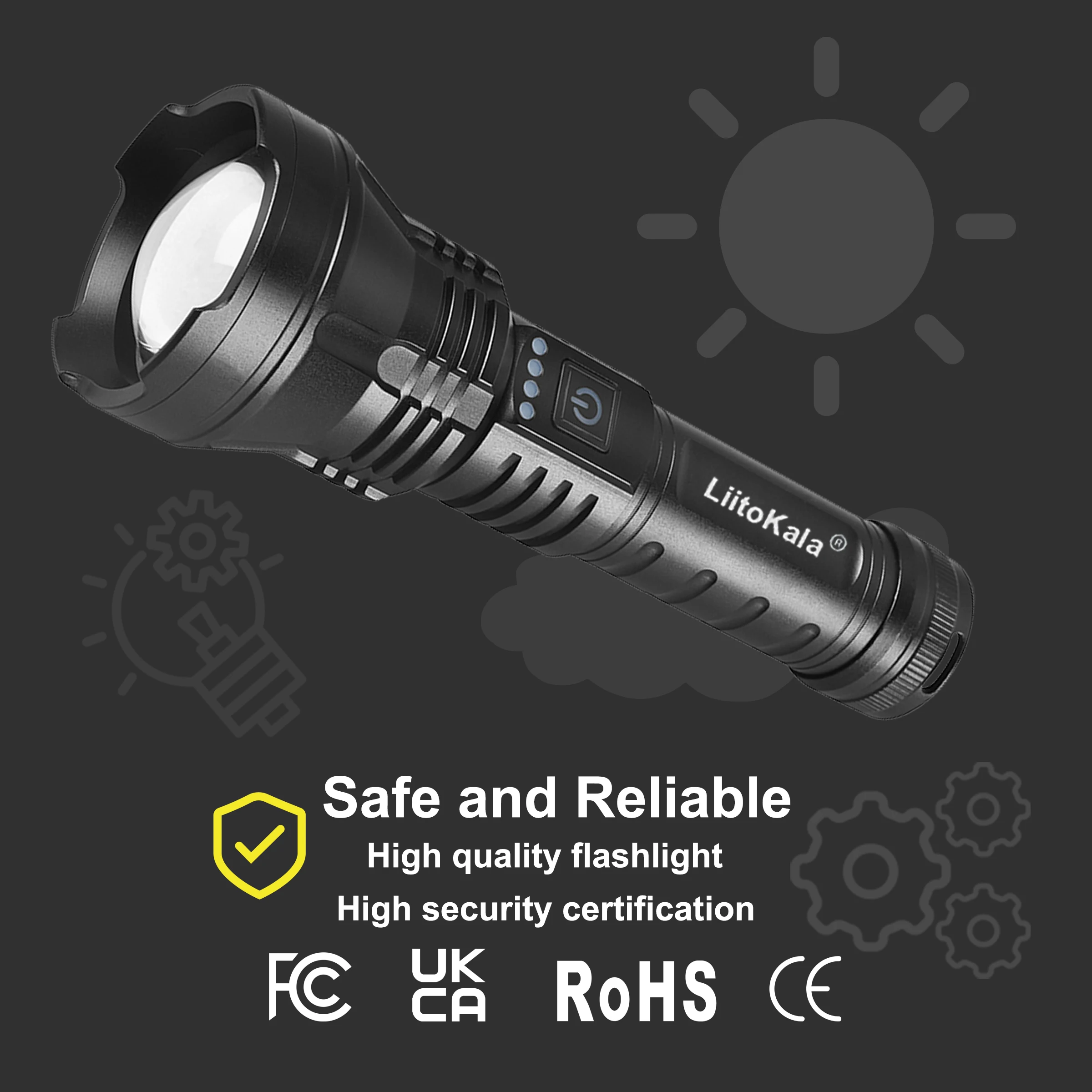 LiitoKala LF-903 26550 مصباح يدوي محمول عالي الكثافة للتخييم والتنزه في حالات الطوارئ كشاف خارجي