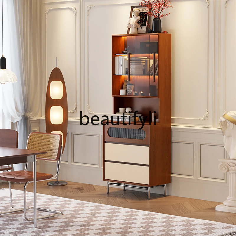 

Solid wood retro drawer locker living room locker bedroom bedside wall storage cabinet