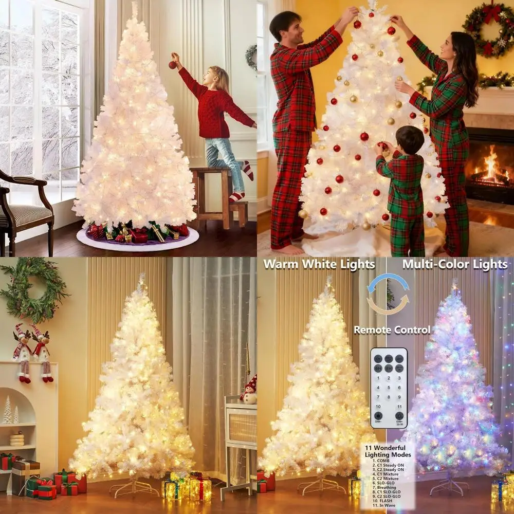 

Искусственная рождественская елка длиной 6 футов с 300 светодиодами, теплый белый и разноцветный, 11 режимов освещения, таймер для зимы в помещении и на открытом воздухе