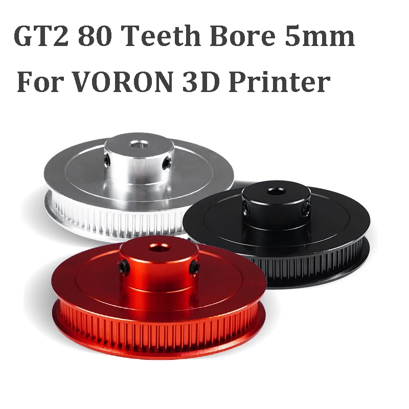 2GT Timing Pulley Aluminum 80 Teeth Bore 5mm Belt Width 6mm GT2 Timing Belt Pully BF Synchronous Wheels Gear For Voron