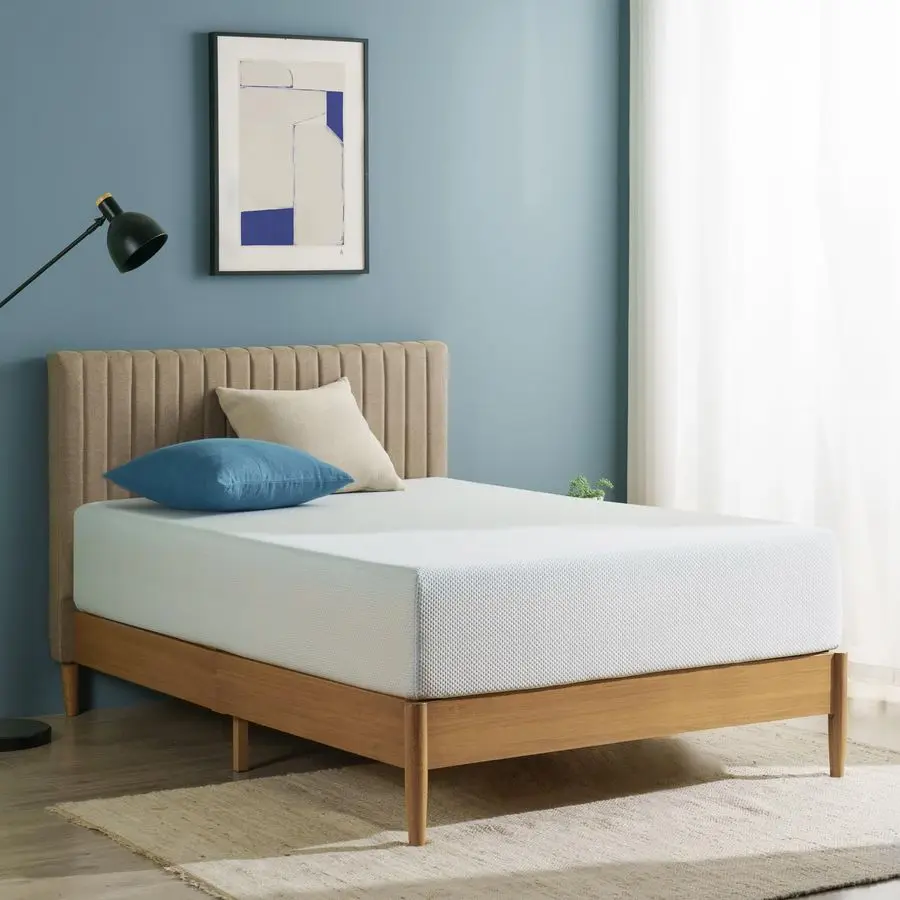 Matelas en mousse à mémoire de forme refroidissante au thé vert de 12 pouces, nouvelle version, double, sans fibre de verre, fermeté moyenne, mousse de gel rafraîchissante, certifiée
