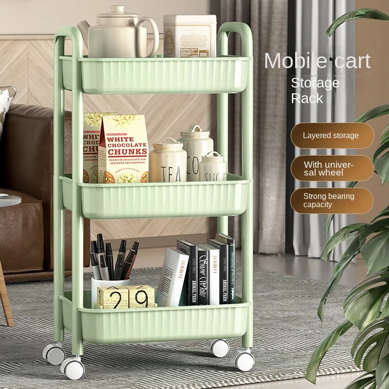 

2 Tier Rolling Kitchen Cart Waterproof Anti-Slip Utility Cart multifunctional Storage organizer Rack Trolley Kitchen Bathroom