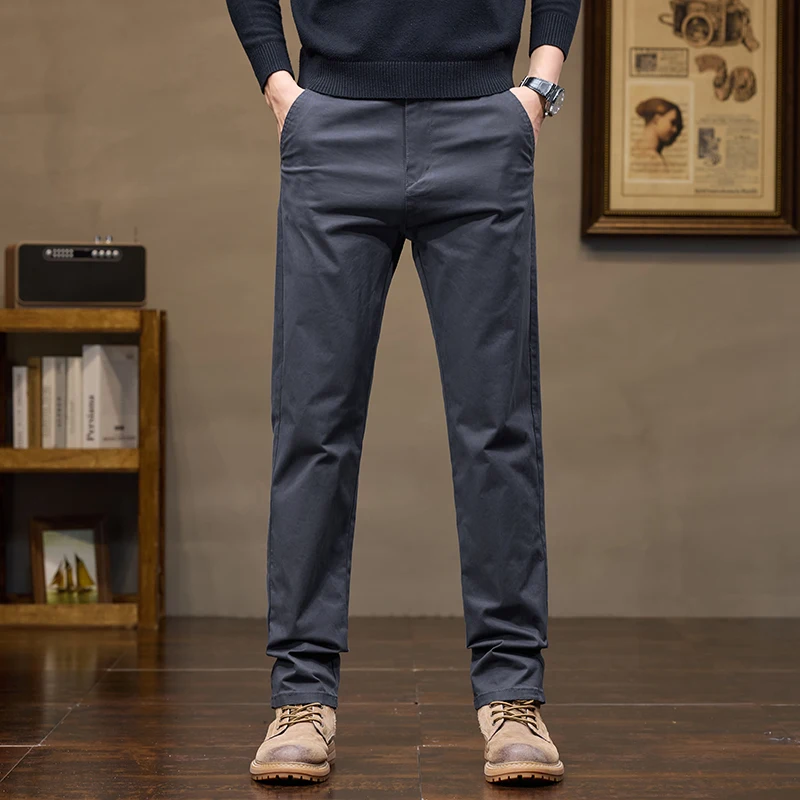 Pantalones de trabajo elásticos para hombre, pantalón informal, Delgado, Regular, moda coreana, primavera, otoño e invierno, nuevo diseño, 2024