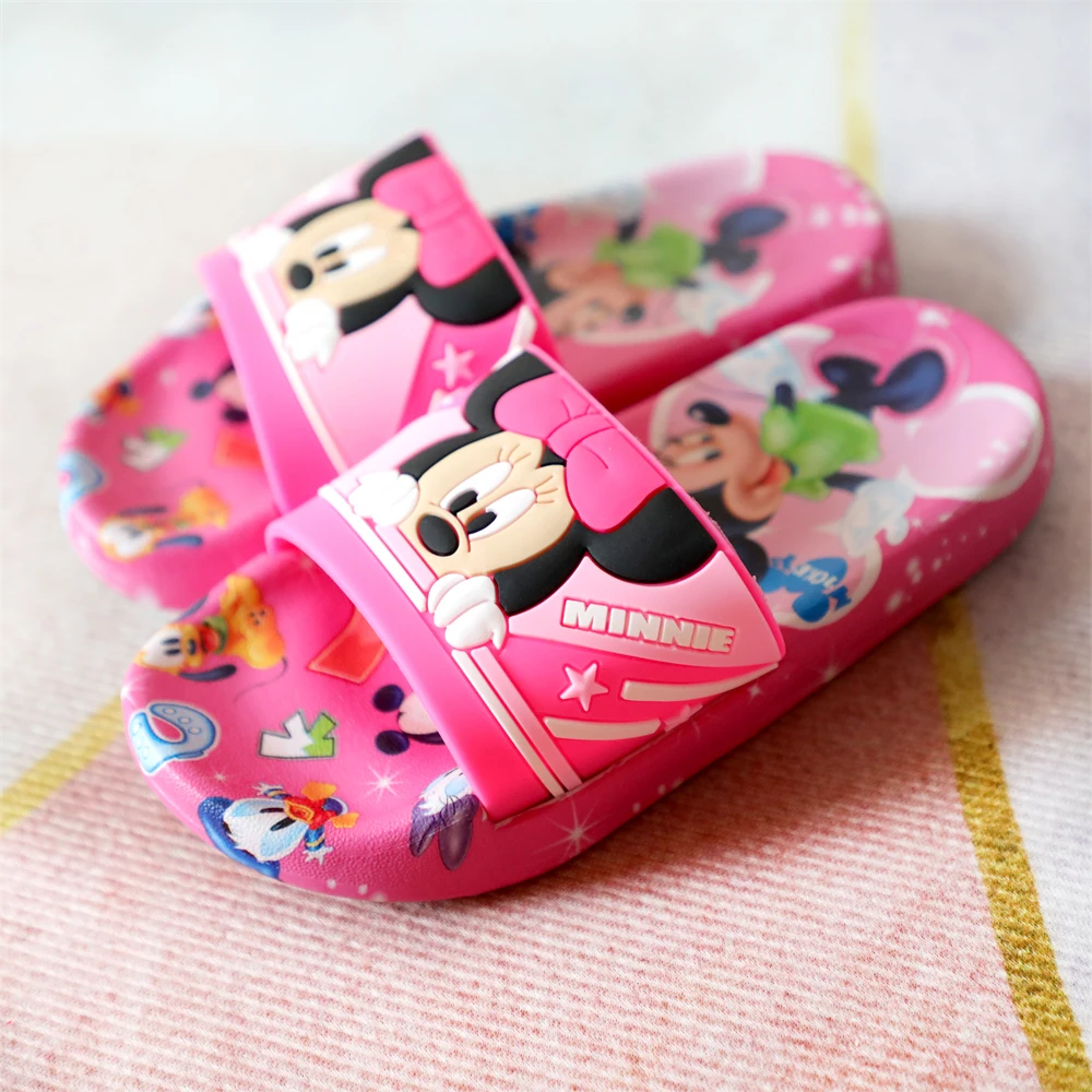 New Summer Children Sandals Kids Cartoon Minnie Toddler Boys Girls Soft Sole Shoes Anti-Slip Slippers Wearable in all seasons