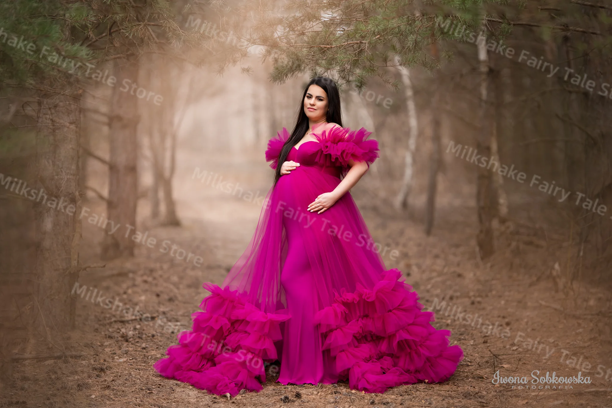 Pretty Prom Dresses Sweetheart Ruffles Women Pregnancy Maternity Robes Tiered Customized Baby Shower Gowns  Photography Props