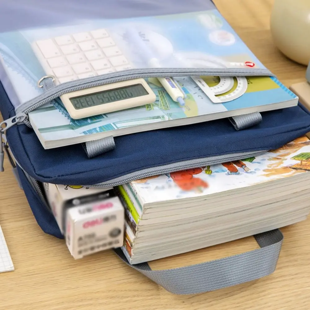 

Portable Book Storage Bag Handheld Large Capacity Art Storage Bag Zipper Waterproof Document Storage Bag Office Supplies