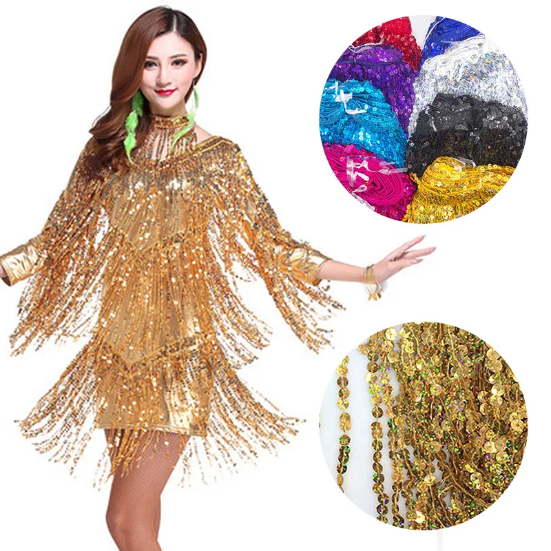 30 см 1/5 м лазерные блестки с кисточками и бахромой, кружевная ткань, юбки для латинских танцев, одежда, аксессуары «сделай сам»