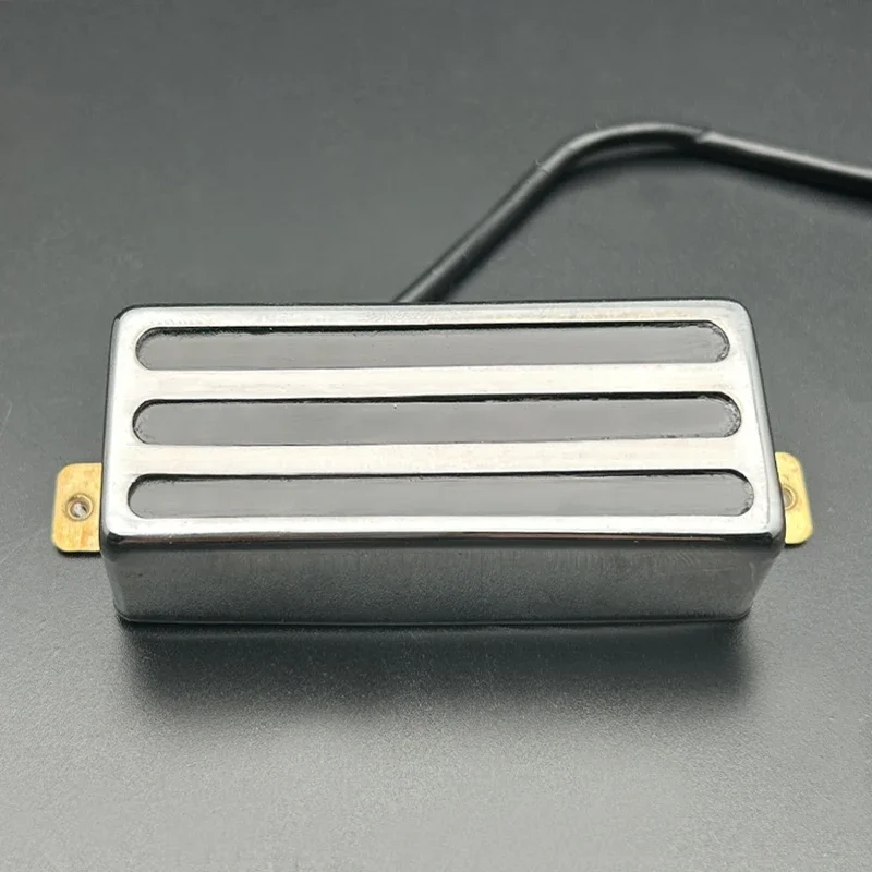 Brass Cover III Style Mini Humbucker with 4 Conduct Cable Coil Splitting for LP Style Guitar Chrome 68x29MM 7.5K