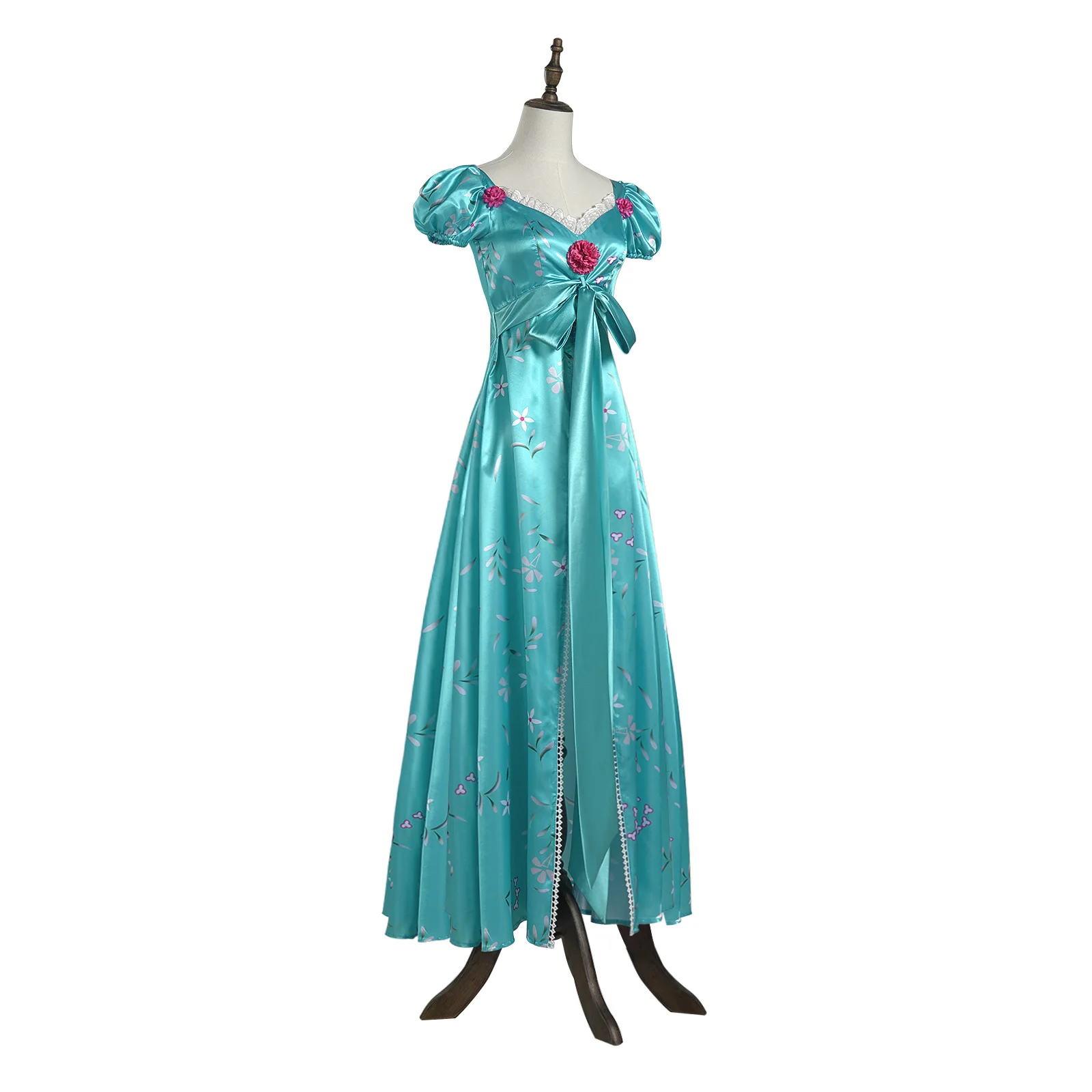

Enchanted Style Princess Dress Women Cosplay Costume， Princess Giselle Costume Blue Floral Halloween Party Outfit