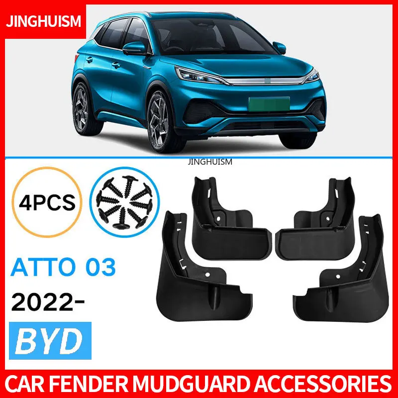 For BYD Yuan Plus Atto 03 2022-2024 Car Tire Mud Flaps Auto Accessories Vehicle Exterior Customization Weatherproof Protection