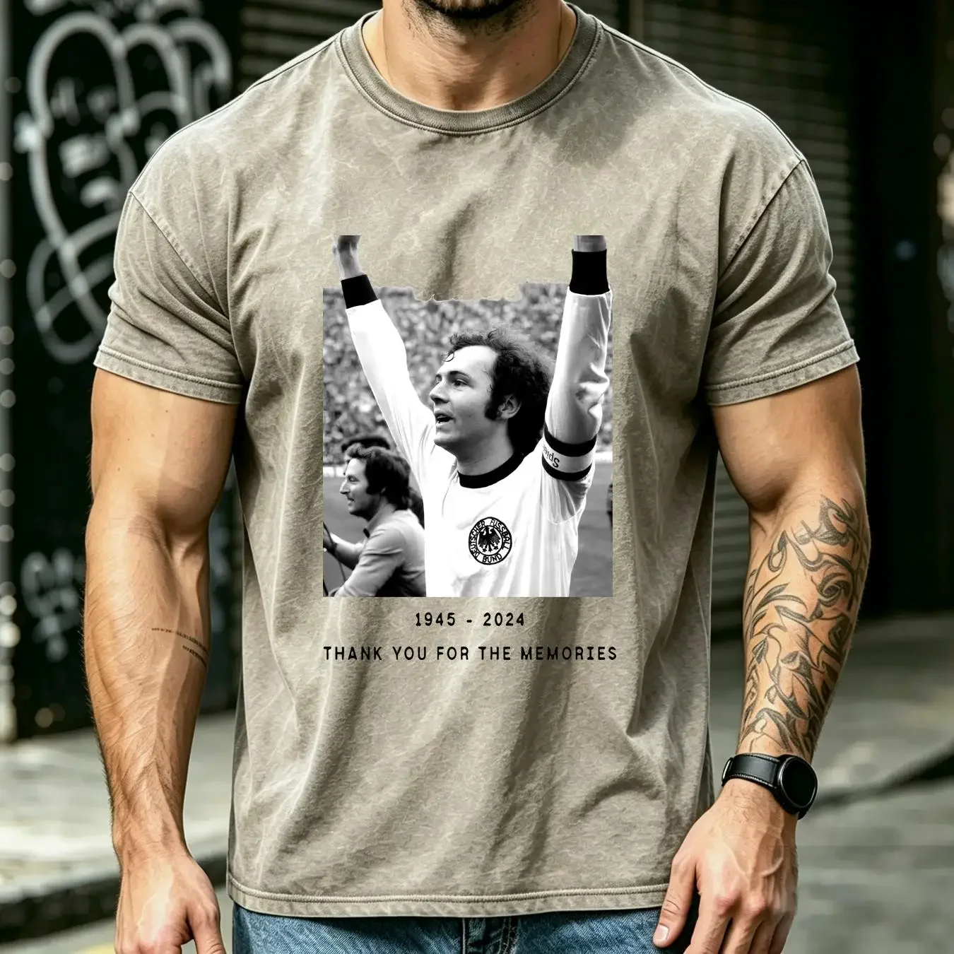 washed T Shirt Rip Franz Beckenbauer 1945 2024 Thank You For The Memories long or short sleeves vintage Washed Stretched