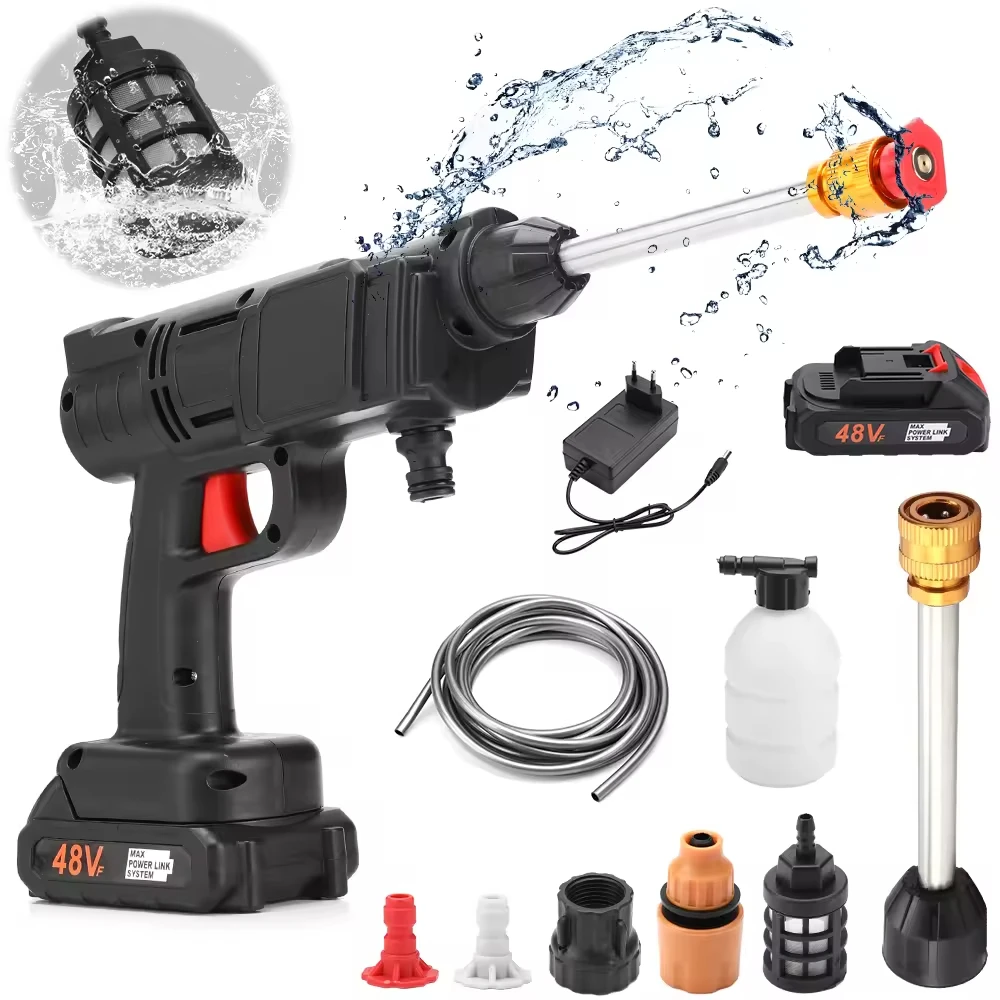 Portable Cordless High-Pressure Water Gun For Car Wash And Cleaning Auto Care Tool