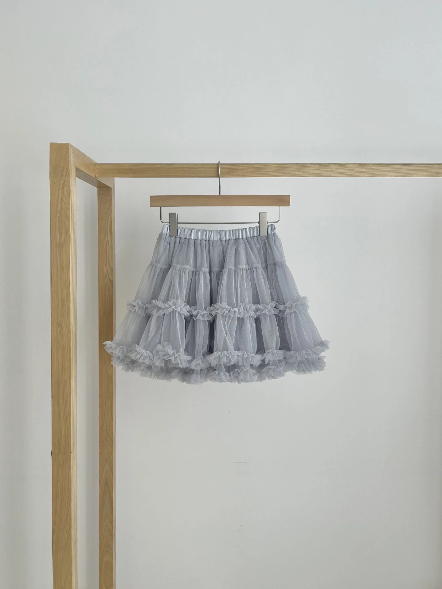 High Waist Lace Egg ape Layered Hem Semi Skirt PREON Work Early Spring Weekly Commute Pure Color Knitted Cake Skirt