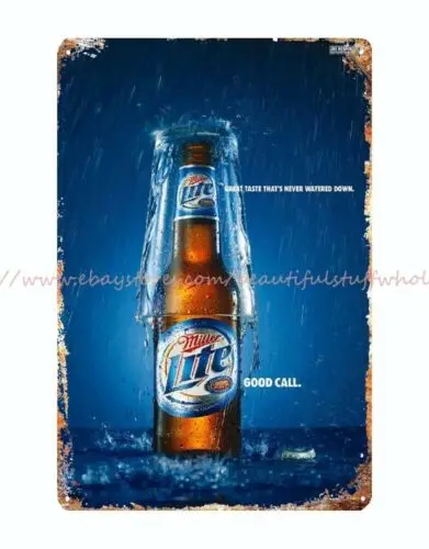 poster wall art decor pilsner beer Miller Lite Booze Bar Shop metal tin sign