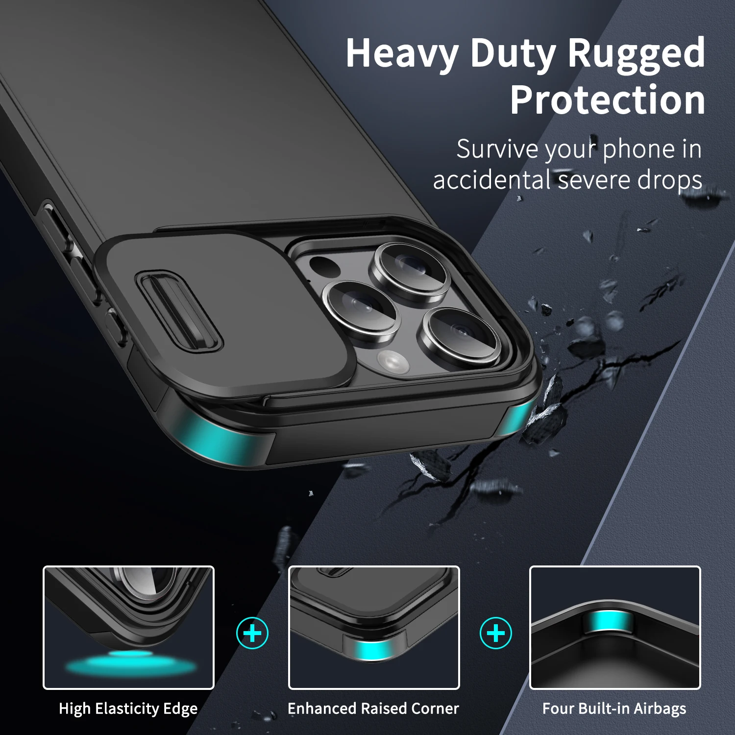 TPU material Case anti-fall Shockproof For iPhone 15 14 13 12 11 Pro Max Push window protection lens Cover